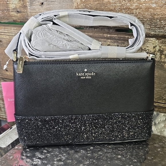 Kate Spade Black and Glitter Crossbody Bag, NWT - Picture 1 of 6